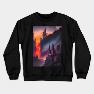 Spooky Halloween Castle and Chapel - AI Gen Scenery Art Sticker Crewneck Sweatshirt